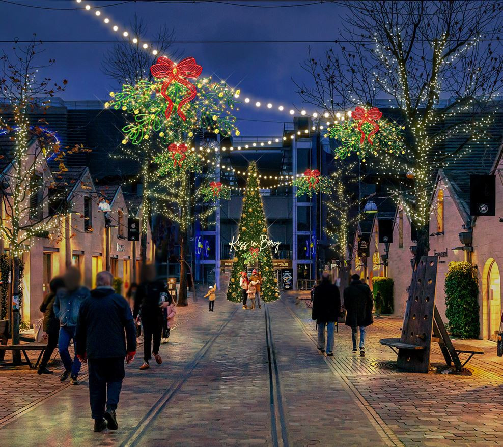 Christmas 2024 in Paris: a sky of luminous bouquets of mistletoe and festive actions at Bercy Village